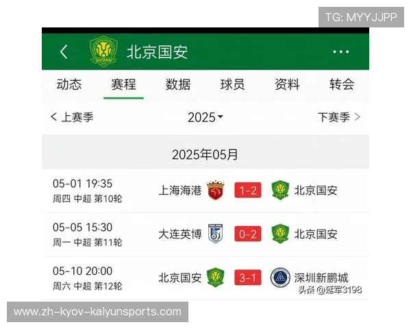 国安队中超联赛赛程表与未来对手分析